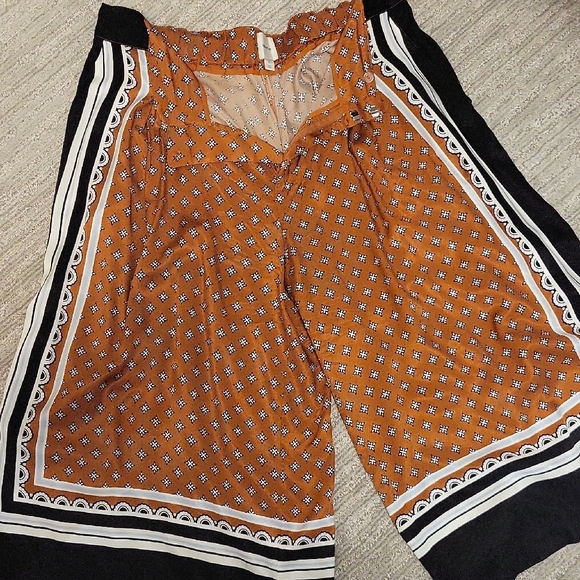 Maeve Pants - Anthropologie Burnt Orange Patterned Wide-Leg Pants